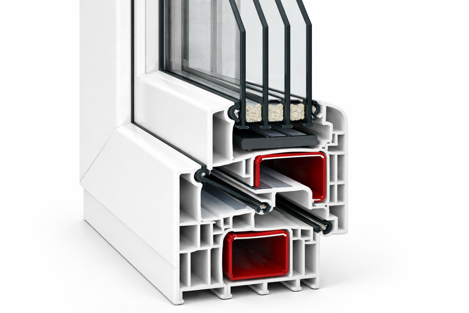 مقطع درب UPVC با گالوانیزه داخلی