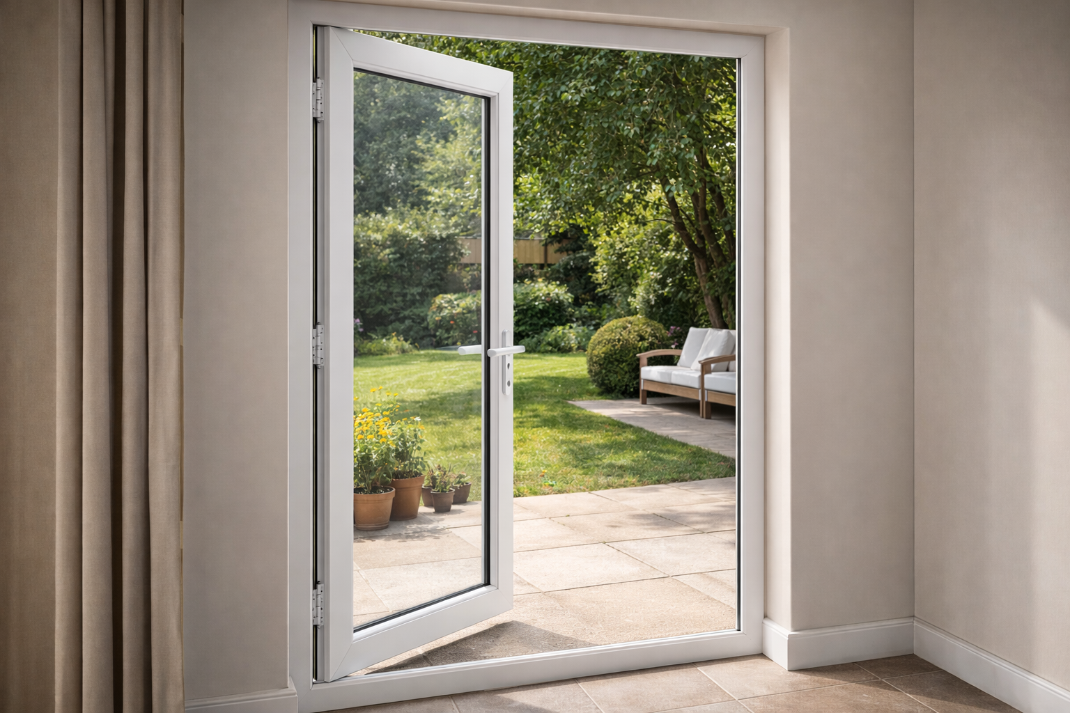 نمونه درب UPVC لولایی ورودی حیاط