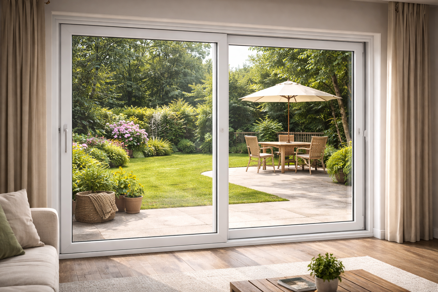 درب UPVC کشویی با شیشه دوجداره